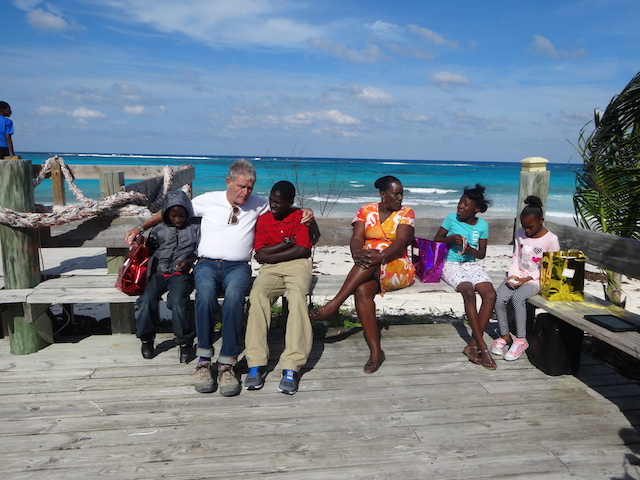 Bob with some of the children and the lovely Mrs Dolly Petty