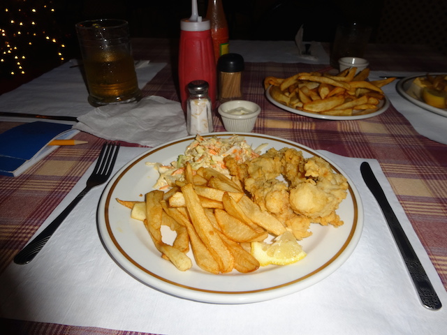 Grouper fingers and fries with coleslaw - plus an extra order of those fabulous fries !!