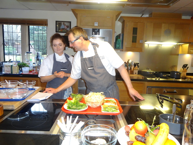 Cookery school director Mark Peregrine with Rebecca - another teacher on the course.
