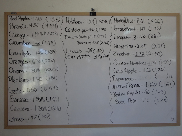 Selection of this week's fresh produce prices