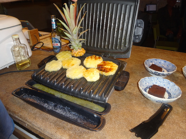 Pineapple grilled on a George Foreman grill