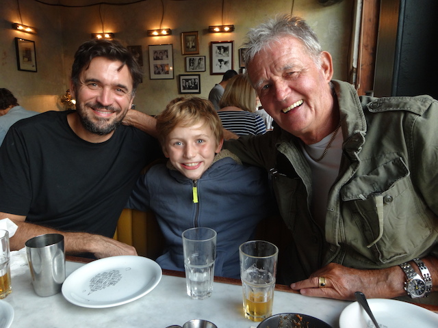 Bob with his son Cassius and grandson Indi at Dishoom - a favorite Indian restaurant in London