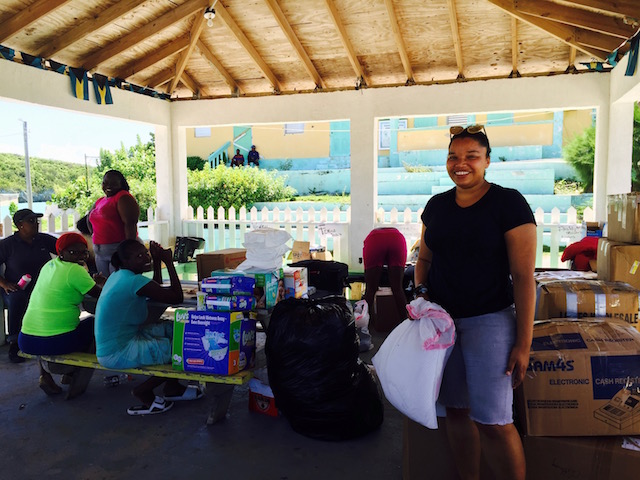 The wonderful Amy Simmons from Gregory Town organizing a collection of goods to be shipped to the badly affected islands in the Bahamas