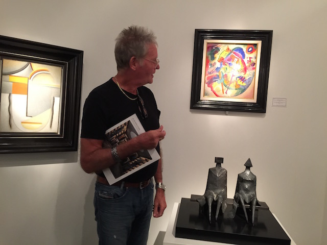 Bob deciding between the Kandinsky on the wall or the Lynn Chadwick sculpture .....
