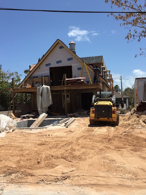 Baby's House coming on a treat - seen from the down hill side - note the swimming pool in the front..