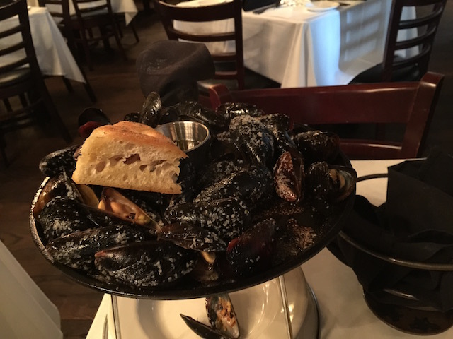 Black Skillet roasted mussels at Timpano