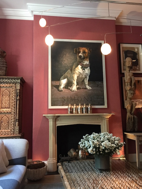 Someone else who loves their dogs - art in the drawing room at the Crosby St Hotel