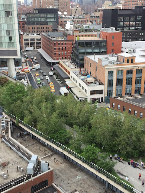 Looking down onto the Hi-Line from the Whitney Museum