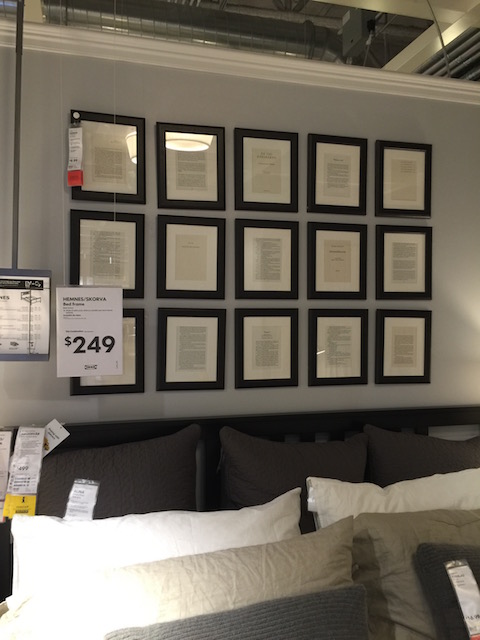 Loved this idea in Ikea - pages from a book framed and hung as a block......