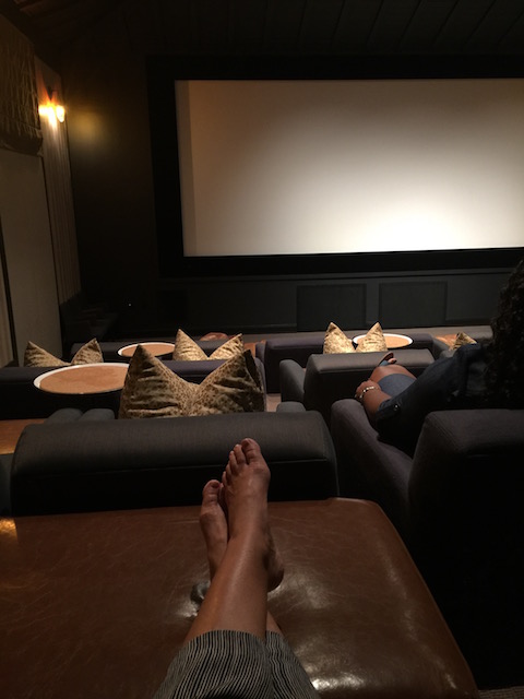 Feet up in the cinema - ready for the movie .....