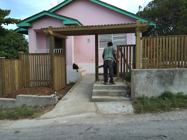 The new ramp and steps for the entrance 