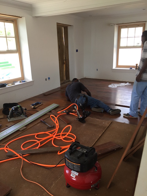 Finishing off the floor at Cornerwall House 