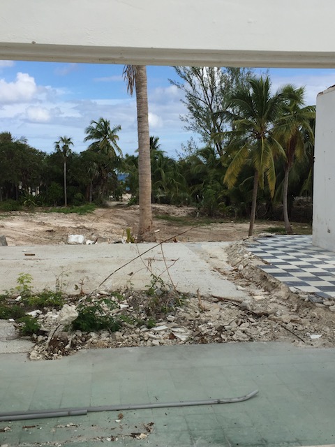 The view from what will be the main reception building with bar and restaurant - looking down the sweep of the slope to the Atlantic