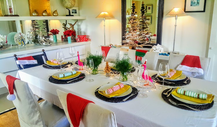 The table all set for Christmas Day