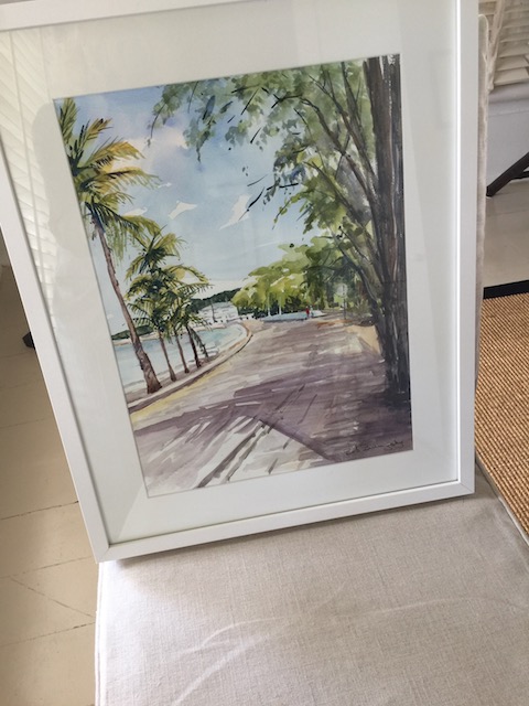 Great watercolor of the harbour - looking from Haynes Library end towards the town