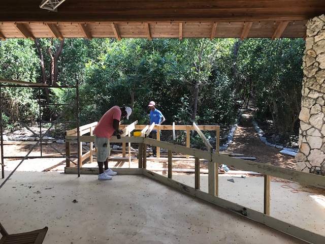 Building the stage - which Bob does every year for the Jazz festival - using recycled plywood from the demolition at Cigatoo - I know it doesn't show in this picture but I'm telling you we did !