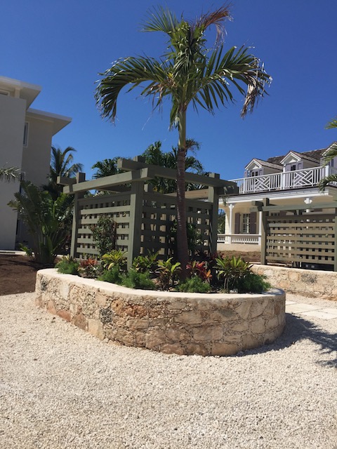 Planters that divide up the parking area 