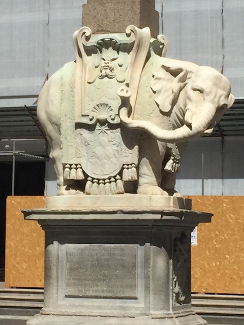 This is one of my favorite sights in Rome - it is an elephant sculpted by Bernini in 1667 - it has an obelisk on it's back - but I just wanted you to see it's face - beautiful ......