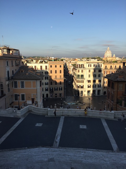 A beautiful early morning view from the top of the Spanish Steps in Rome....