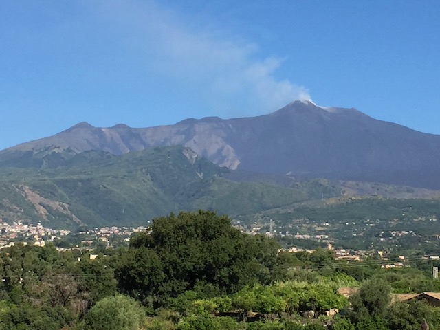 The wonderful view of Mount Etna smoking - from our bedroom window !