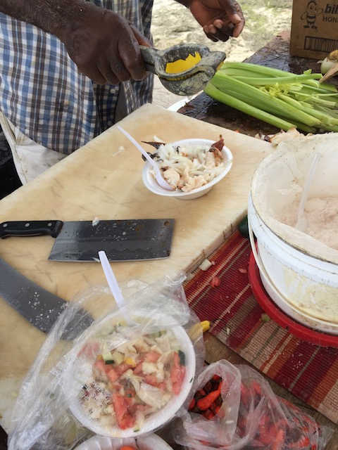 lime juice is added to tenderize the conch