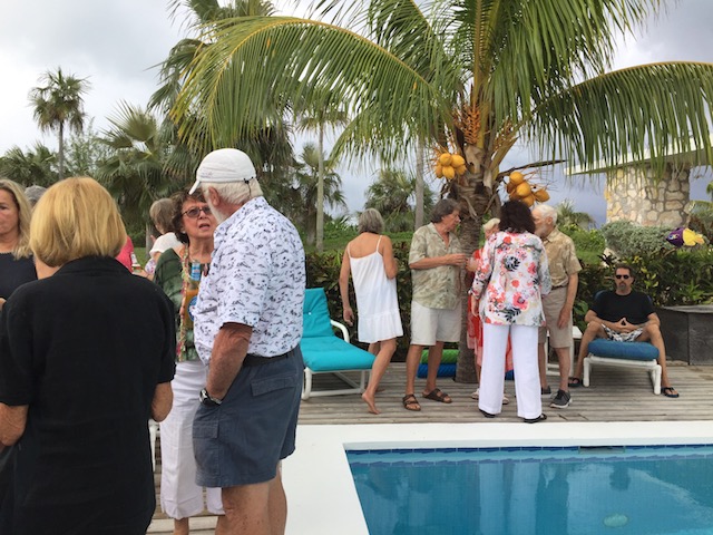 Friends gathered to celebrate Joy's life - around the pool before the rain came !