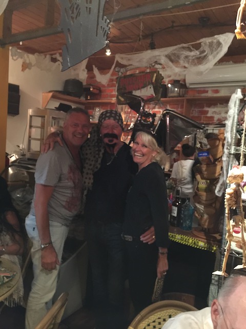 At Bacchus Fine foods with pirate Bob, the bat lady and good friend Frank Fatoric