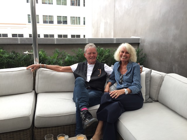 Bob and I enjoying a coffee in the roof garden on the 4th floor