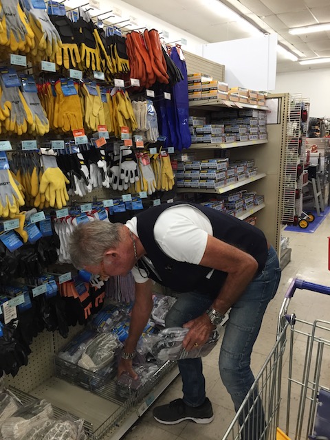 Bob having a great time in Harbor Freight Tools 