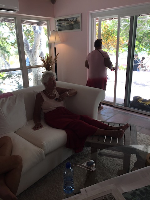 Mum with her feet up after the jack's bay concert ! Just chilling .....