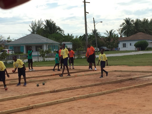 The courts on the ballpark in Tarpum Bay before the deluge of rain !