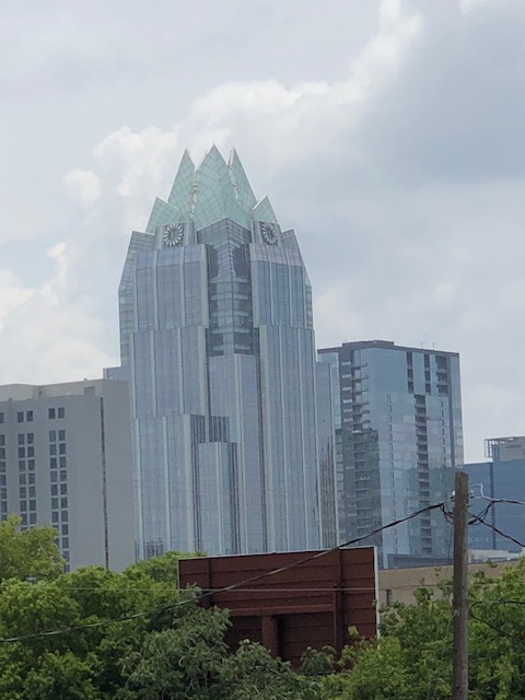 This is a financial centre in Austin - a great view of the building from our hotel room - can you se that it looks like an owl's face at the top ?