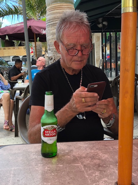 Bob enjoying a cold Stella 