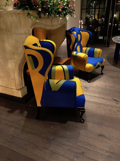 Simply loved these treatments to 2 wing chairs at Ham Yard