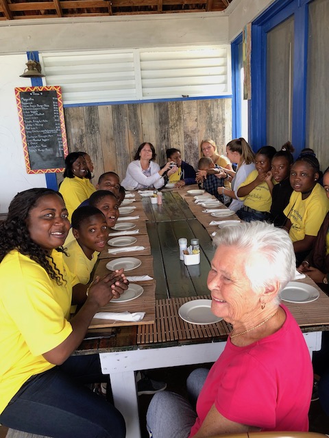 Teachers, students and Mary getting ready to party !