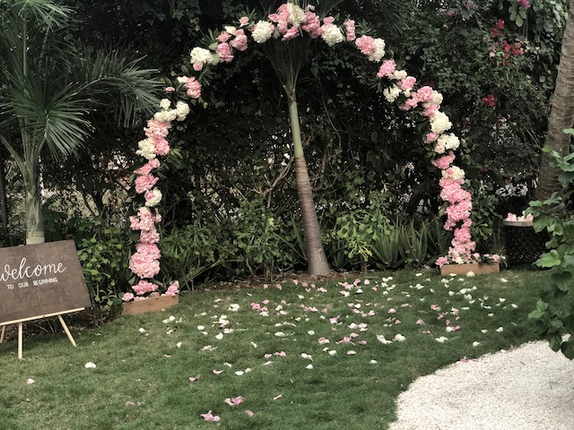 The wedding arch where the short ceremony took place....